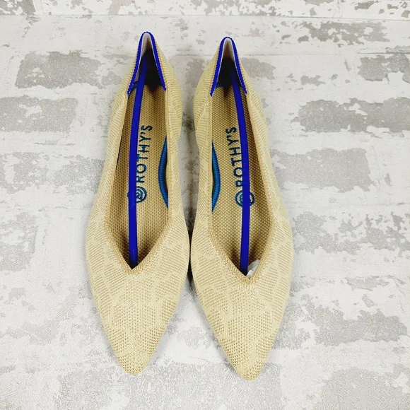New Rothy's The Flat Giraffe Lemon Knit Pointy Toe Slip On Loafers W560